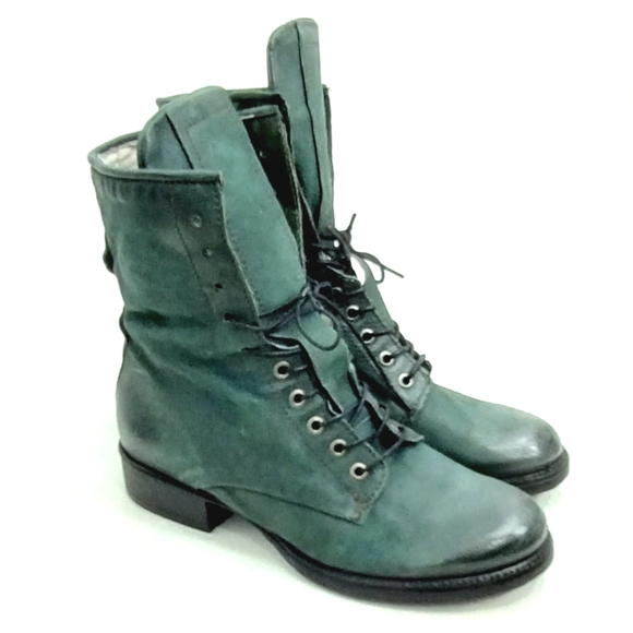 Miz Mooz Shoes - Miz Mooz Nala Combat Boots in Distressed Jade